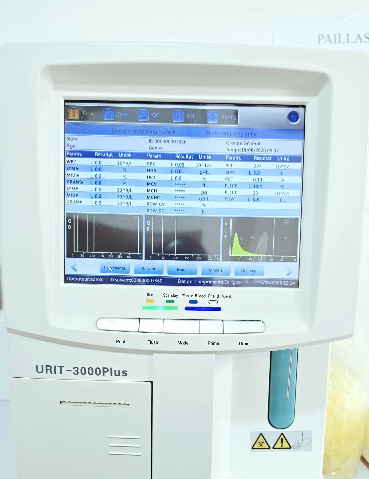 Automate d'hématologie du laboratoire de la Clinique Les Béatitudes, Yassa Douala